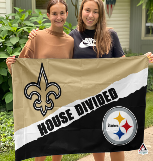 Saints vs Steelers House Divided Flag, NFL House Divided Flag