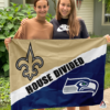New Orleans Saints vs Seattle Seahawks House Divided Flag, NFL House Divided Flag
