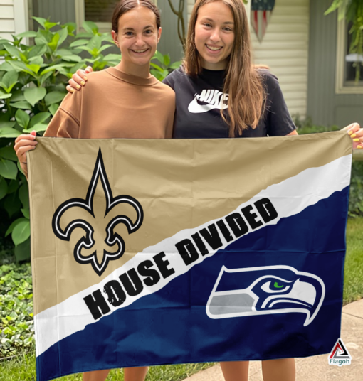 Saints vs Seahawks House Divided Flag, NFL House Divided Flag