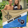 New Orleans Saints vs Tennessee Titans House Divided Flag, NFL House Divided Flag