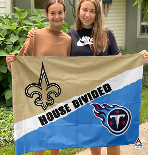 Saints vs Titans House Divided Flag, NFL House Divided Flag