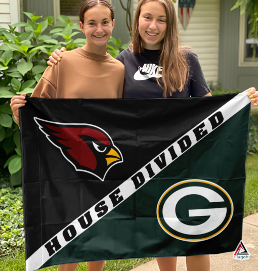 Cardinals vs Packers House Divided Flag, NFL House Divided Flag