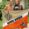 New Orleans Saints vs Cleveland Browns House Divided Flag, NFL House Divided Flag