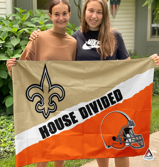 Saints vs Browns House Divided Flag, NFL House Divided Flag