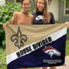 New Orleans Saints vs Denver Broncos House Divided Flag, NFL House Divided Flag