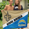 New Orleans Saints vs Los Angeles Chargers House Divided Flag, NFL House Divided Flag