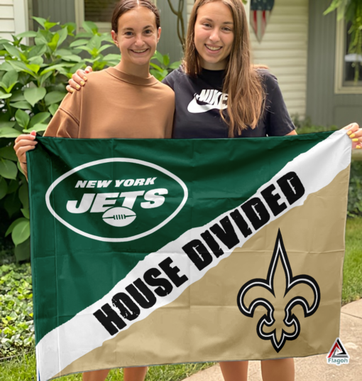 Jets vs Saints House Divided Flag, NFL House Divided Flag