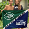 New York Jets vs Seattle Seahawks House Divided Flag, NFL House Divided Flag