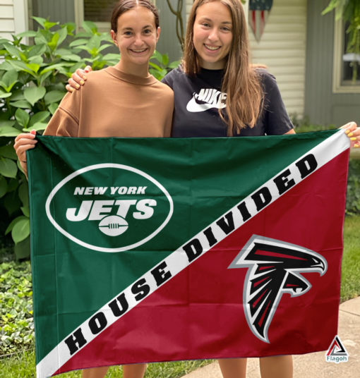 Jets vs Falcons House Divided Flag, NFL House Divided Flag