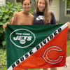 New York Jets vs Chicago Bears House Divided Flag, NFL House Divided Flag