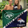 New York Jets vs Denver Broncos House Divided Flag, NFL House Divided Flag