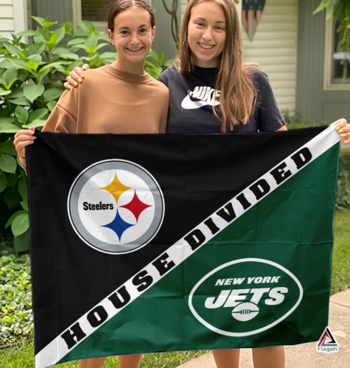 Steelers vs Jets House Divided Flag, NFL House Divided Flag