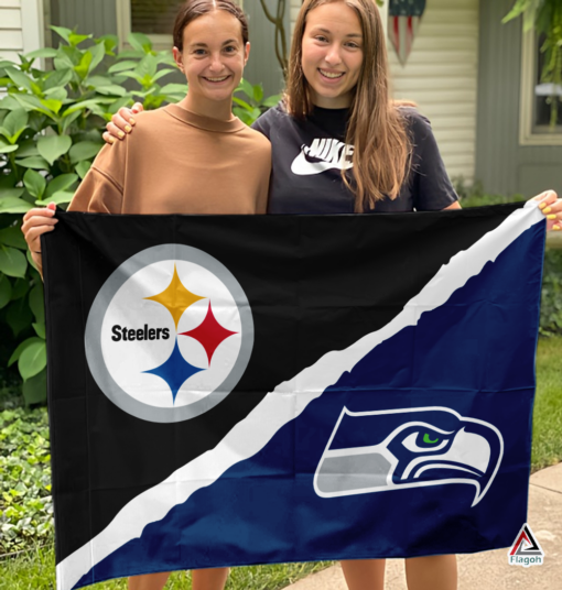 Steelers vs Seahawks House Divided Flag, NFL House Divided Flag