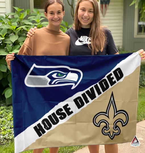Seahawks vs Saints House Divided Flag, NFL House Divided Flag
