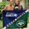 Seattle Seahawks vs New York Jets House Divided Flag, NFL House Divided Flag