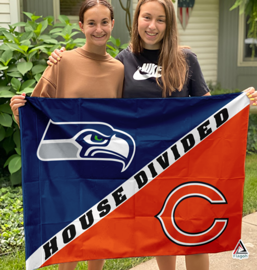 Seahawks vs Bears House Divided Flag, NFL House Divided Flag