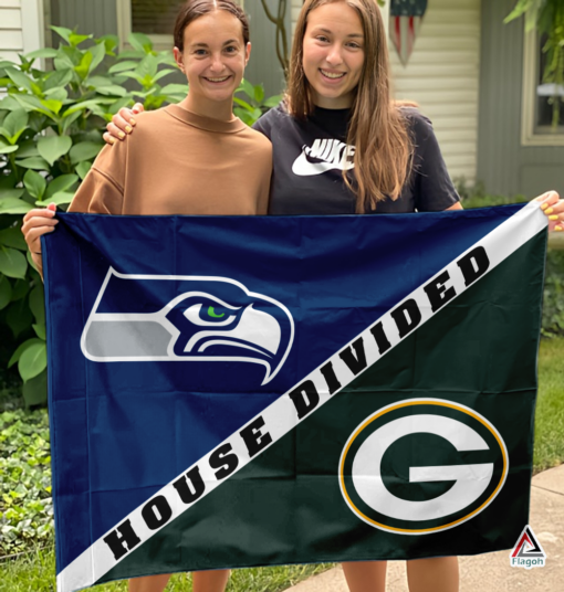 Seahawks vs Packers House Divided Flag, NFL House Divided Flag