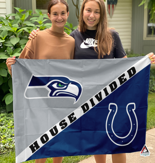 Seahawks vs Colts House Divided Flag, NFL House Divided Flag