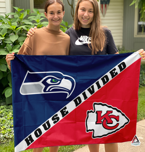 Seahawks vs Chiefs House Divided Flag, NFL House Divided Flag