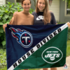 Tennessee Titans vs New York Jets House Divided Flag, NFL House Divided Flag