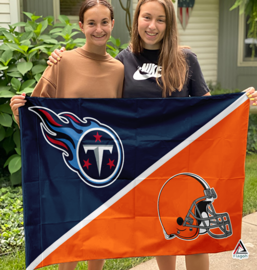 Titans vs Browns House Divided Flag, NFL House Divided Flag