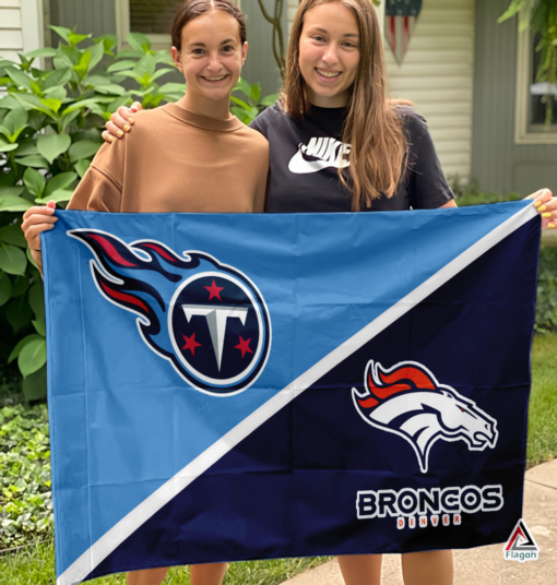 Titans vs Broncos House Divided Flag, NFL House Divided Flag