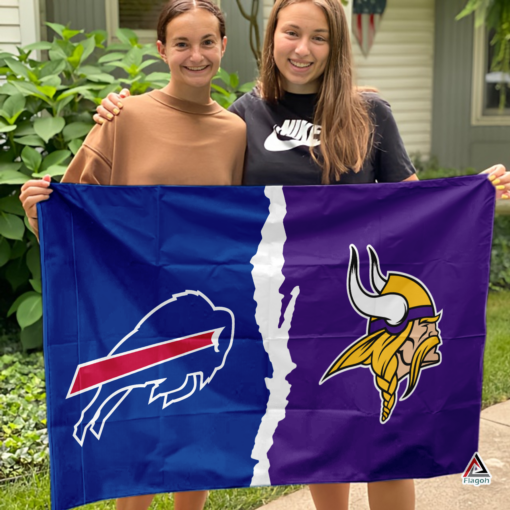 Bills vs Vikings House Divided Flag, NFL House Divided Flag