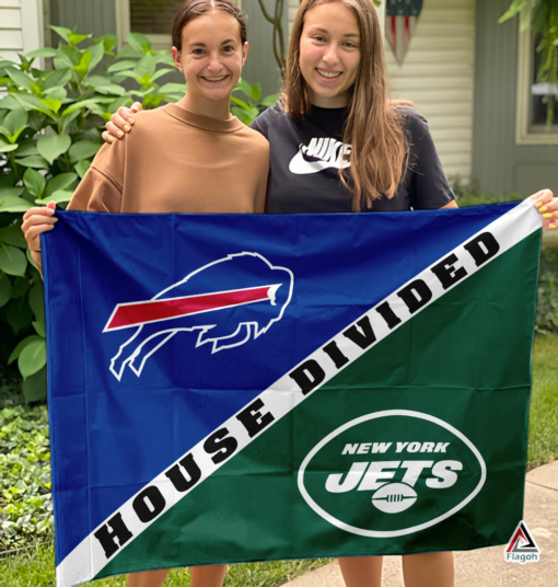 Bills vs Jets House Divided Flag, NFL House Divided Flag