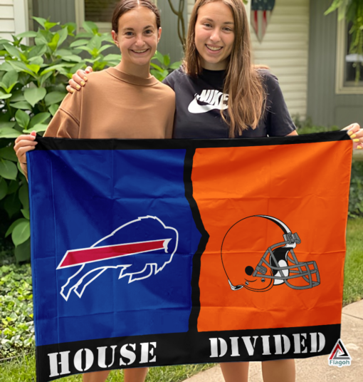 Bills vs Browns House Divided Flag, NFL House Divided Flag