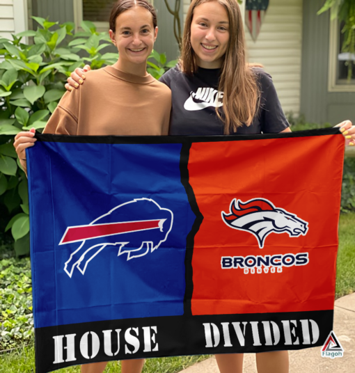 Bills vs Broncos House Divided Flag, NFL House Divided Flag