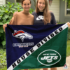 Denver Broncos vs New York Jets House Divided Flag, NFL House Divided Flag