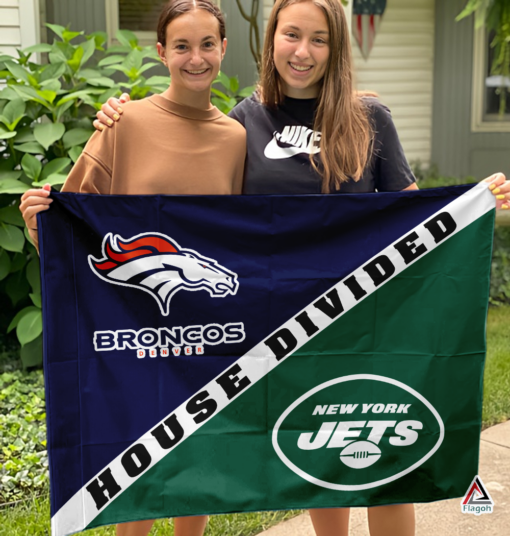 Broncos vs Jets House Divided Flag, NFL House Divided Flag