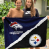 Denver Broncos vs Pittsburgh Steelers House Divided Flag, NFL House Divided Flag