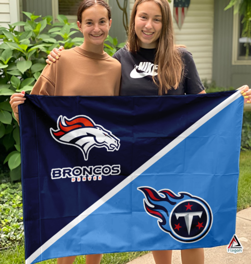 Broncos vs Titans House Divided Flag, NFL House Divided Flag