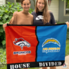 Denver Broncos vs Los Angeles Chargers House Divided Flag, NFL House Divided Flag
