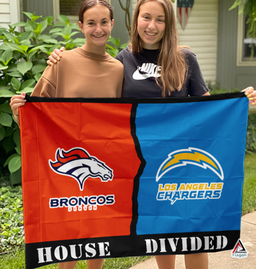 Broncos vs Chargers House Divided Flag, NFL House Divided Flag