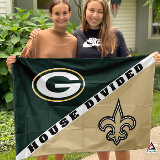 Packers vs Saints House Divided Flag, NFL House Divided Flag