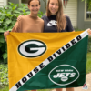 Green Bay Packers vs New York Jets House Divided Flag, NFL House Divided Flag