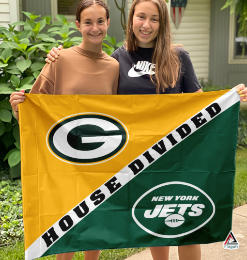 Packers vs Jets House Divided Flag, NFL House Divided Flag