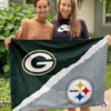 Green Bay Packers vs Pittsburgh Steelers House Divided Flag, NFL House Divided Flag