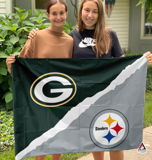 Packers vs Steelers House Divided Flag, NFL House Divided Flag