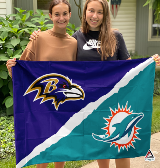 Ravens vs Dolphins House Divided Flag, NFL House Divided Flag