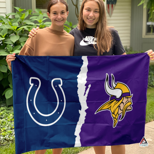 Colts vs Vikings House Divided Flag, NFL House Divided Flag