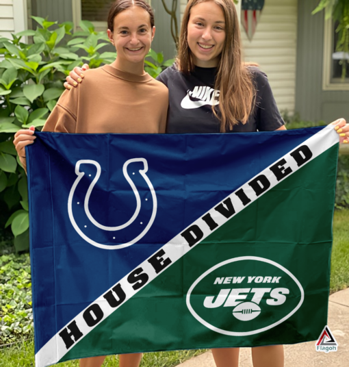 Colts vs Jets House Divided Flag, NFL House Divided Flag