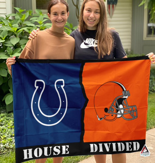 Colts vs Browns House Divided Flag, NFL House Divided Flag