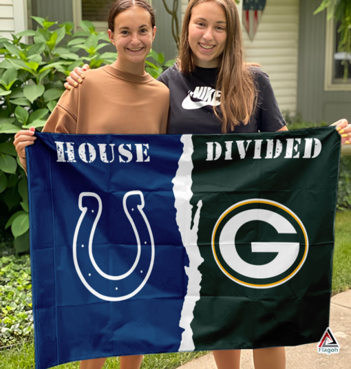 Colts vs Packers House Divided Flag, NFL House Divided Flag