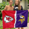 Kansas City Chiefs vs Minnesota Vikings House Divided Flag, NFL House Divided Flag