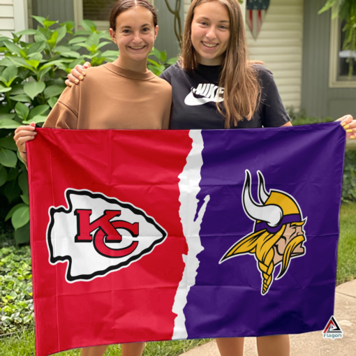 Chiefs vs Vikings House Divided Flag, NFL House Divided Flag