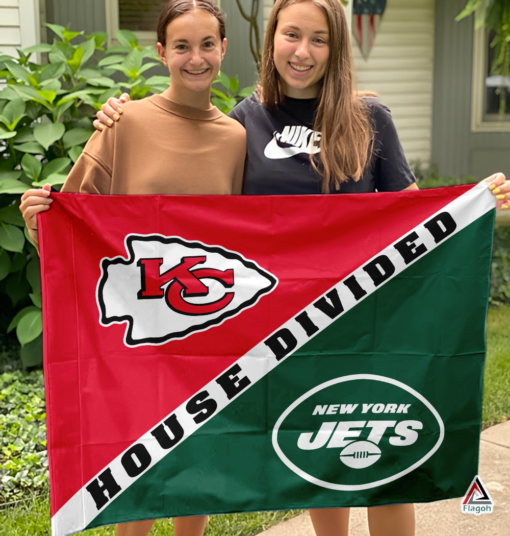 Chiefs vs Jets House Divided Flag, NFL House Divided Flag