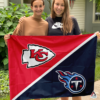 Kansas City Chiefs vs Tennessee Titans House Divided Flag, NFL House Divided Flag